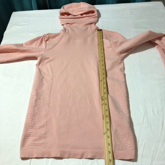 Athleta womens M flurry balaclava rib mix solid pink pullover hoodie cagoule - Picture 7 of 15